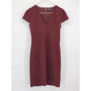 Express Burgundy Bodycon Work Dress XS NWT